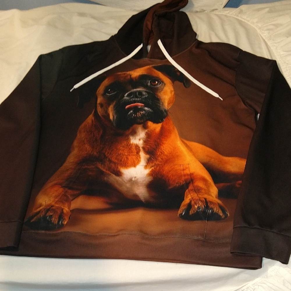 Brown and White Dog Clothing Accessory. Stretch Polyester Material.